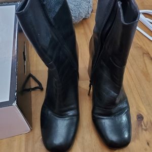 Nine West Black Leather Ankle Boots